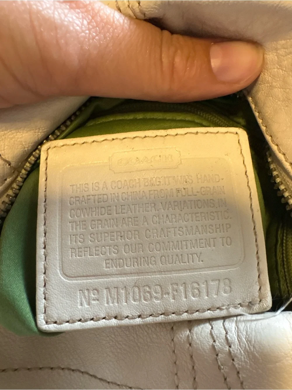 Coach Cream Leather Hobo with Circular Stitch Detail
